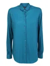 Xacus Curved-hem Virgin Wool Shirt In Blue