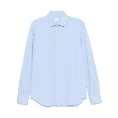 Xacus Cutaway-collar Linen Shirt In Blue