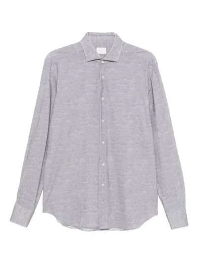Xacus Micro Patterned Button-down Shirt In Gray