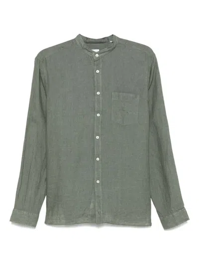 XACUS XACUS LINEN SHIRT IN OLIVE GREEN