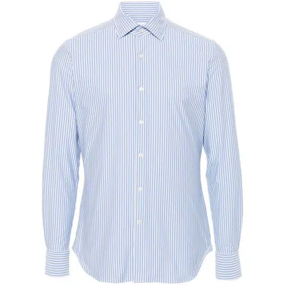 Xacus Striped Seersucker Shirt In Multicolor