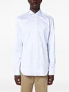 Xacus Small Striped Light Blue Travel Shirt In Blue