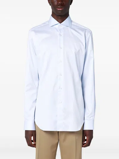 Xacus White Cotton Clothing Shirts In Blue