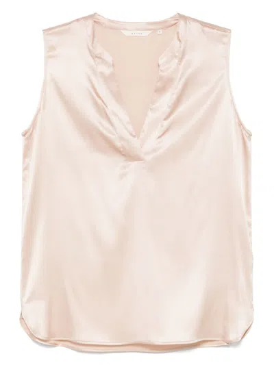 Xacus Silk Stretch Sleeveless Top With Deep V-neckline In Pink