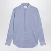 Xacus Small Striped Light Blue Cotton Travel Shirt In Blue