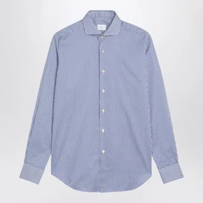 XACUS XACUS SMALL STRIPED LIGHT BLUE COTTON TRAVEL SHIRT