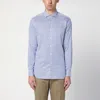 Xacus Small Striped Light Blue Cotton Travel Shirt In Blue