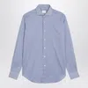 Xacus Small Striped Light Blue Cotton Travel Shirt In Blue