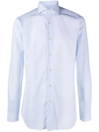 Xacus Spread-collar Cotton Shirt In Blau