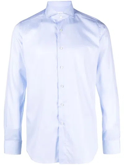 Xacus Spread-collar Cotton Shirt In Blue