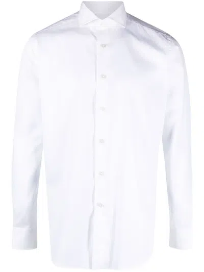 Xacus Spread-collar Cotton Shirt In White