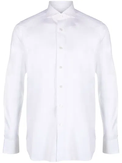 Xacus Spread-collar Cotton Shirt In White