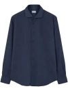 Xacus Long-sleeve Cotton-blend Shirt In Blue