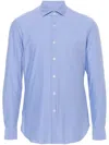 Xacus Spread-collar Textured Shirt In Blue