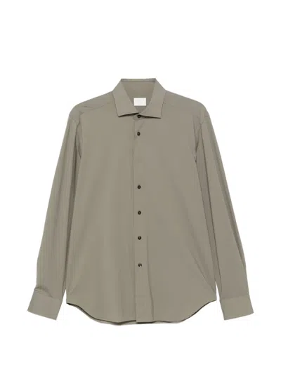 Xacus Spread-collar Button-up Shirt In Gray