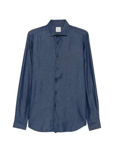 Xacus Spread-collar Denim Shirt In Blue