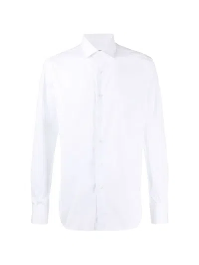 Xacus Spread-collar Long-sleeve Shirt In White