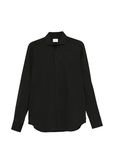Xacus Spread-collar Long-sleeve Shirt In Black