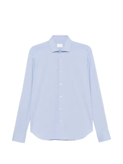 Xacus Spread-collar Long-sleeve Shirt In Blue