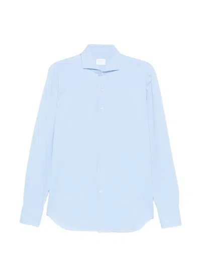 Xacus Spread-collar Long-sleeve Shirt In Blue