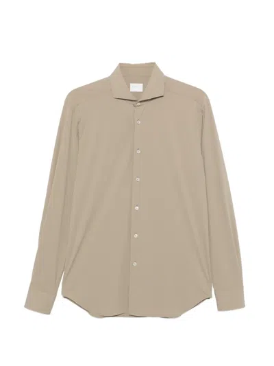 Xacus Spread-collar Long-sleeve Shirt In Brown