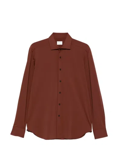 Xacus Spread-collar Long-sleeve Shirt In Brown