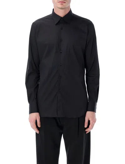 Xacus Stretch Cotton Classic Shirt In Black