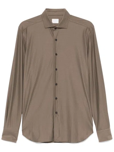 Xacus Stretch-jersey Shirt In Brown