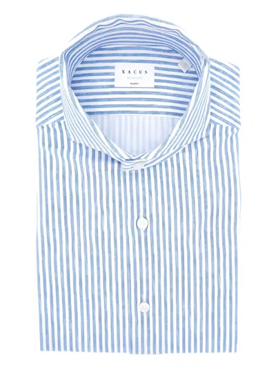 Xacus Striped Button-down Shirt In Blue