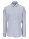 Xacus Striped Button-down Shirt In Blue