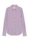 Xacus Vertical Striped Red And White Button-down Shirt In Purple