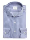 Xacus Striped Button Shirt In Blue
