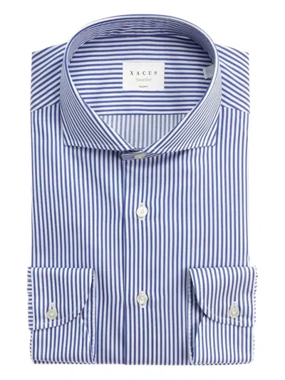 Xacus Striped Button Shirt In Blue