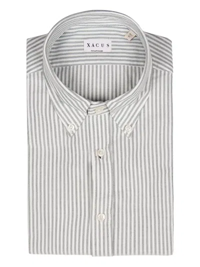 Xacus Striped Buttoned Shirt In Gray