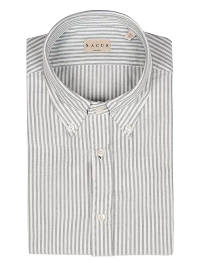 Xacus Striped Buttoned Shirt In Gray