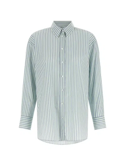 Xacus Striped Cotton Shirt In Blue