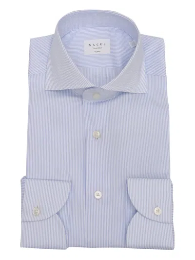 Xacus Striped Cotton Shirt In Blue