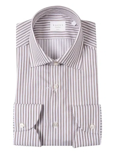 Xacus Striped Cotton Shirt In Gray