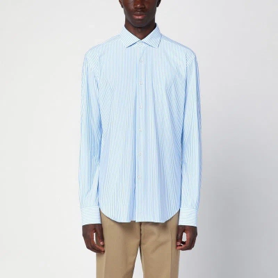 Xacus Striped Light Blue Poplin Active Shirt