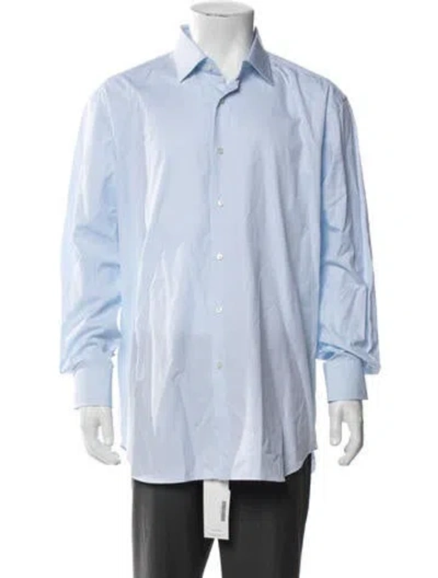 Pre-owned Xacus Striped Long Sleeve Dress Shirt In Blue