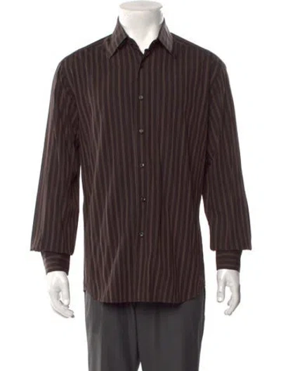 Pre-owned Xacus Striped Long Sleeve Shirt In Brown