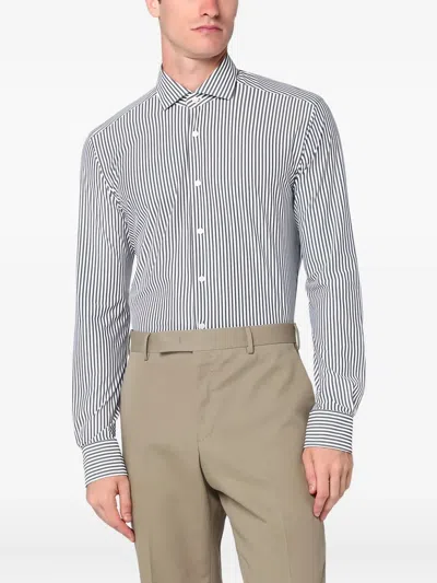 Xacus Striped Long-sleeve Shirt In White