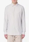 Xacus Striped Poplin Shirt In Beige