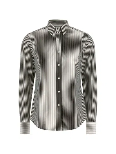 Xacus Striped Long-sleeve Blouse In Animal Print