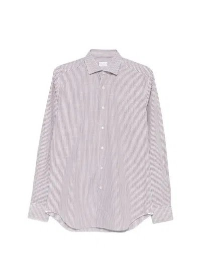 Xacus Striped Long-sleeve Shirt In Brown