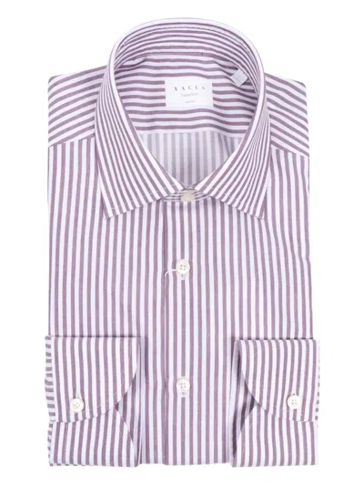 Xacus Striped-pattern Long-sleeve Shirt In Purple