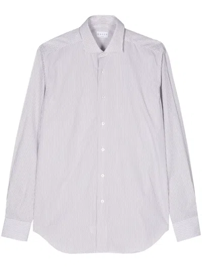 Xacus Striped Poplin Shirt In Purple