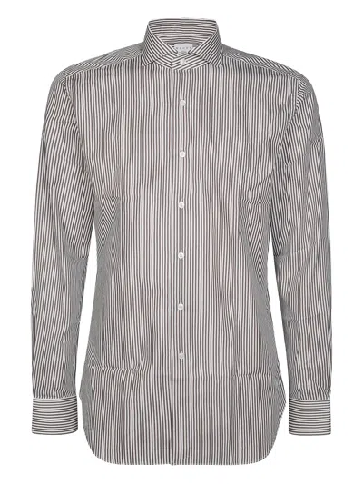 Xacus Striped Shirt In Brown
