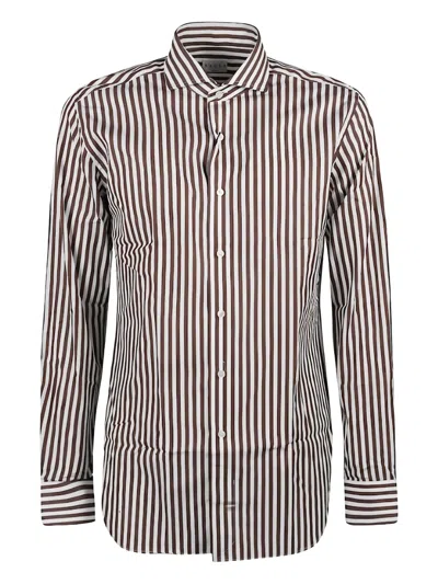 Xacus Striped Shirt In Brown