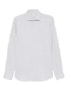 Xacus Subtle Checkered Long-sleeve Shirt With Classic Collar In White